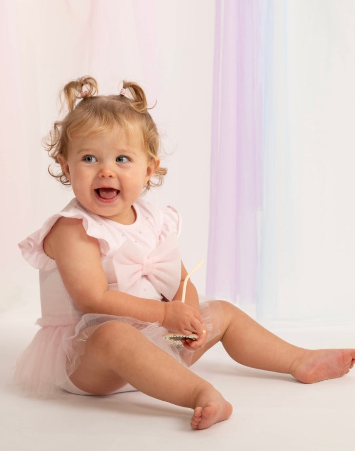 Caramelo Kids - Pink Romper with Tulle Skirt