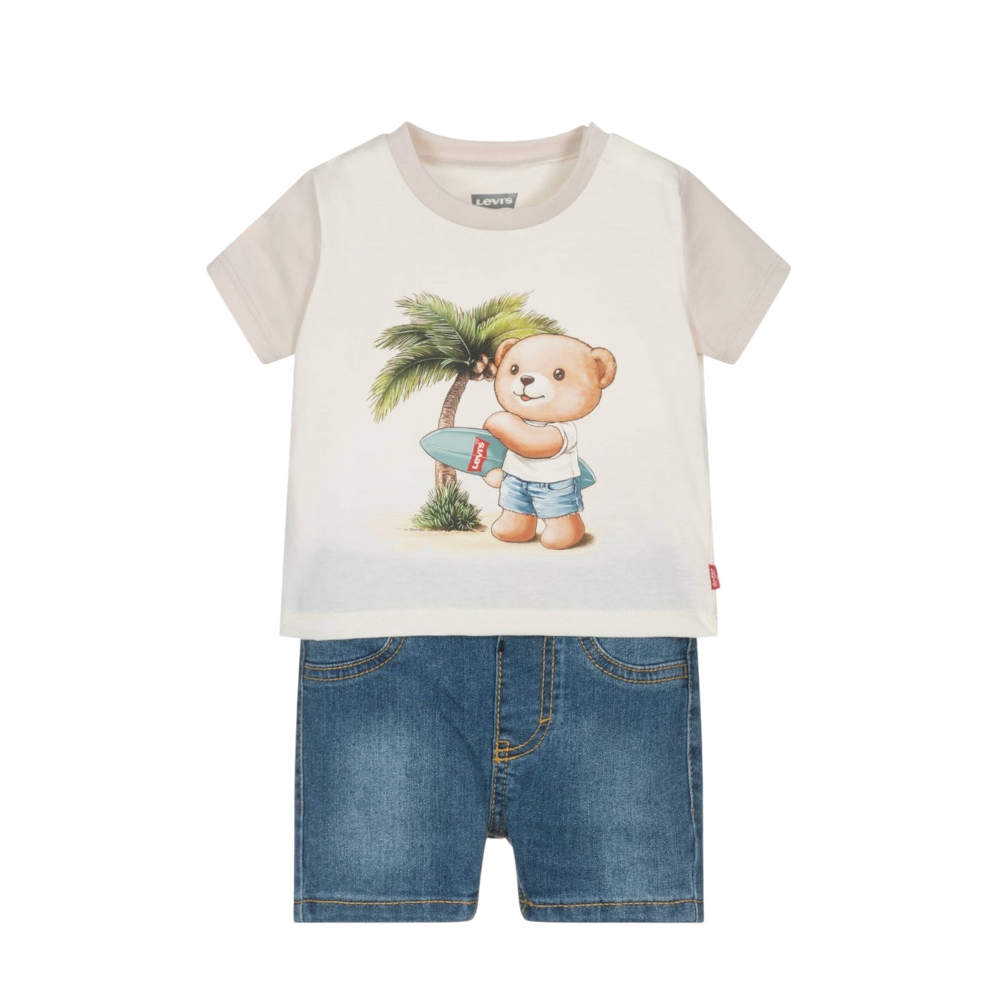 Levi's - Baby / toddler, 2 piece shorts outfit, surfer bear