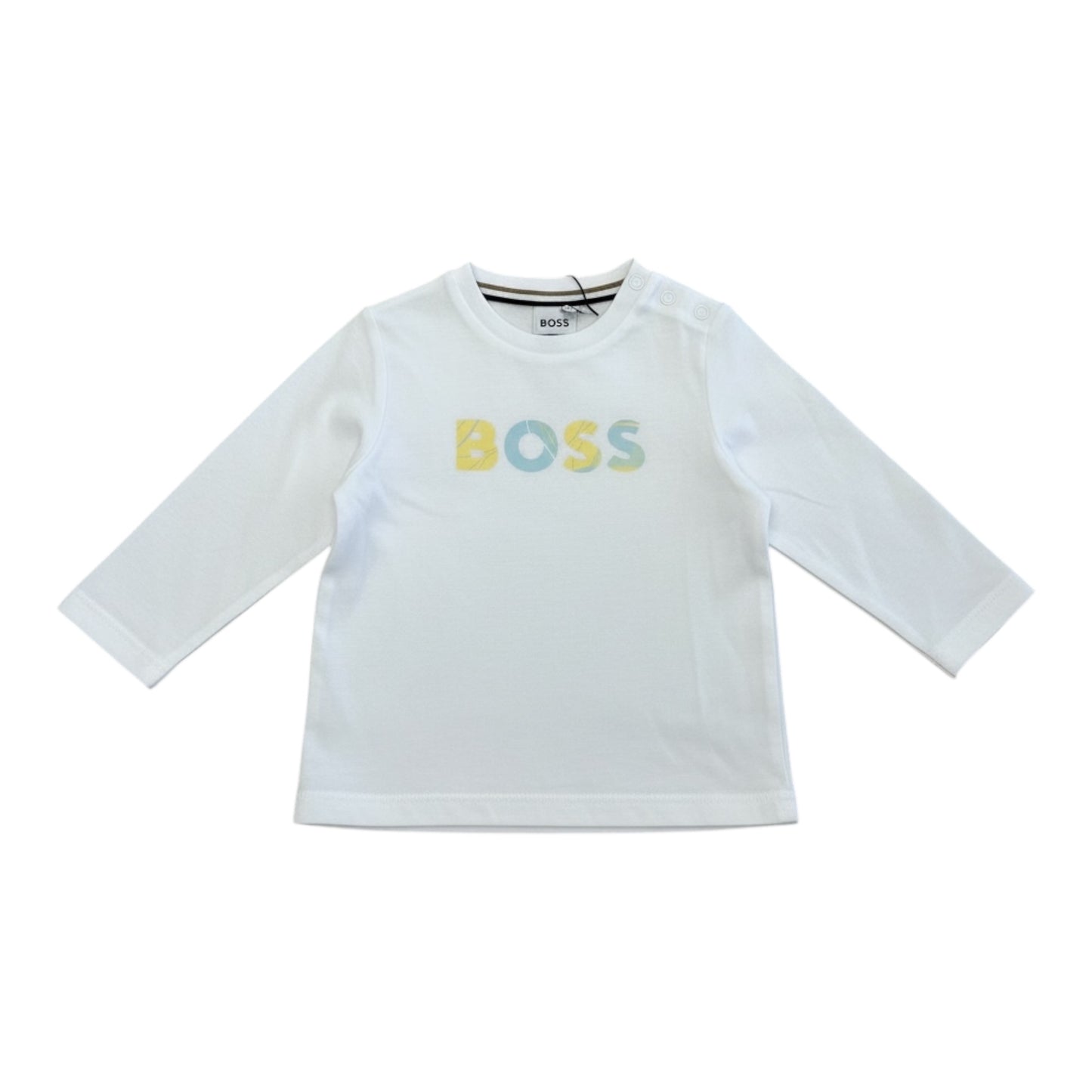 Boss - White long sleeved T-shirt. (18m - 3yrs)