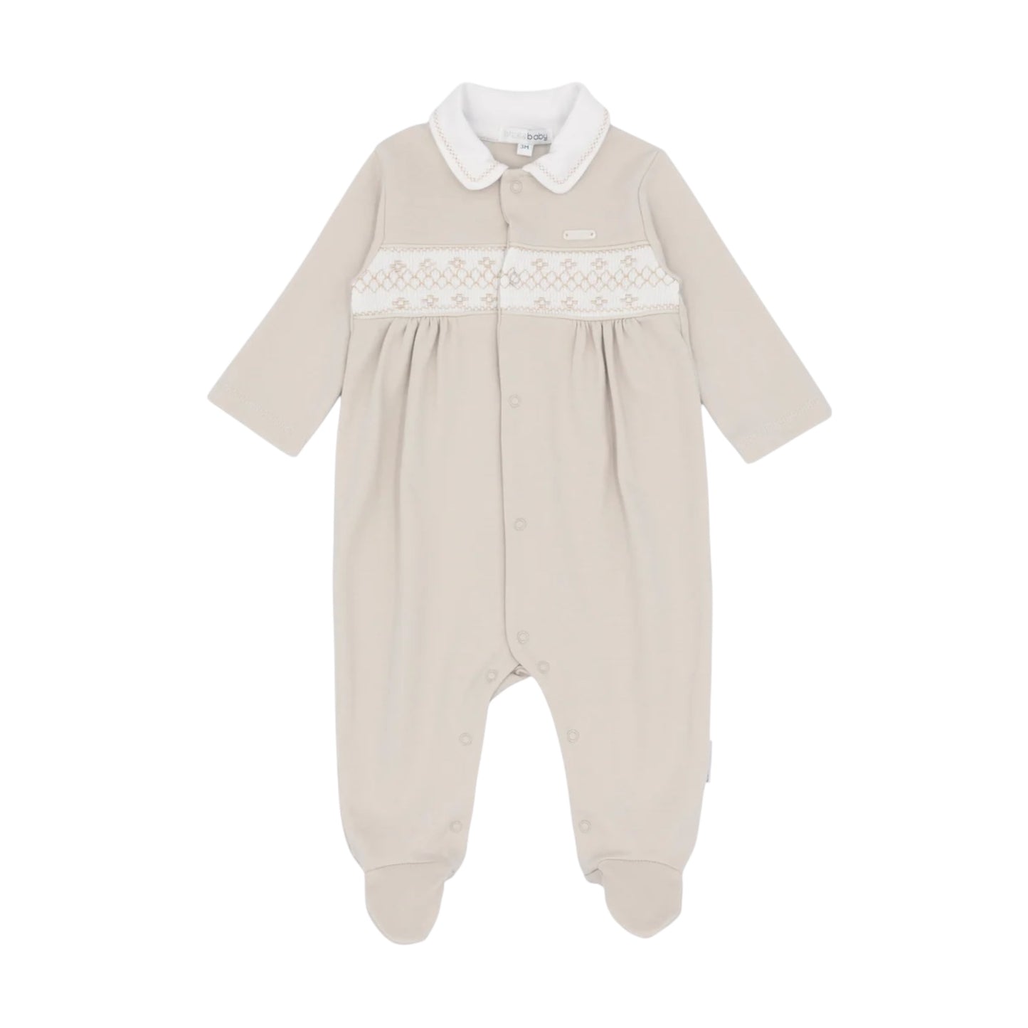 blues baby - Beige romper with Peter Pan collar