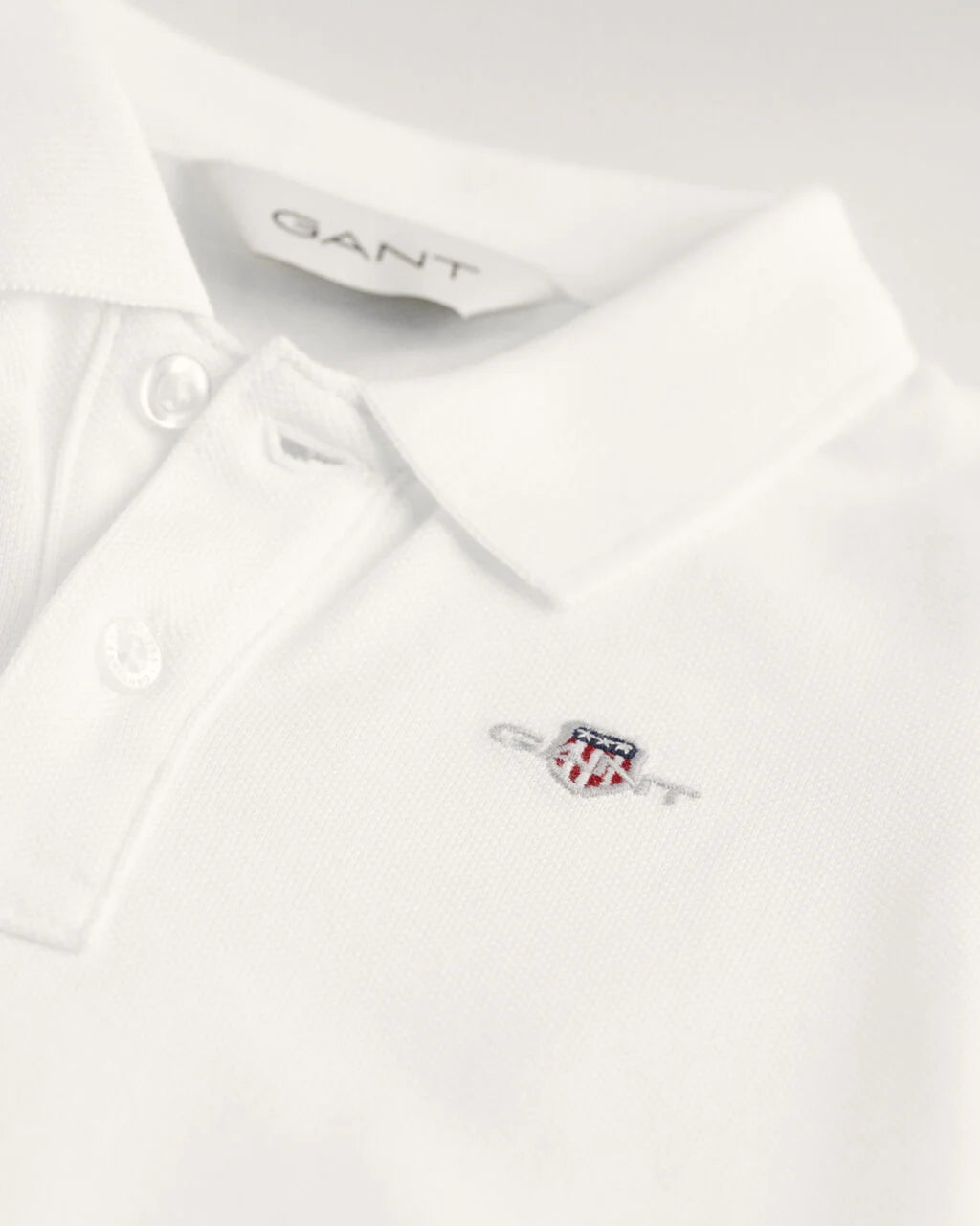 Gant - White long sleeved polo T-shirt, 6m-18m