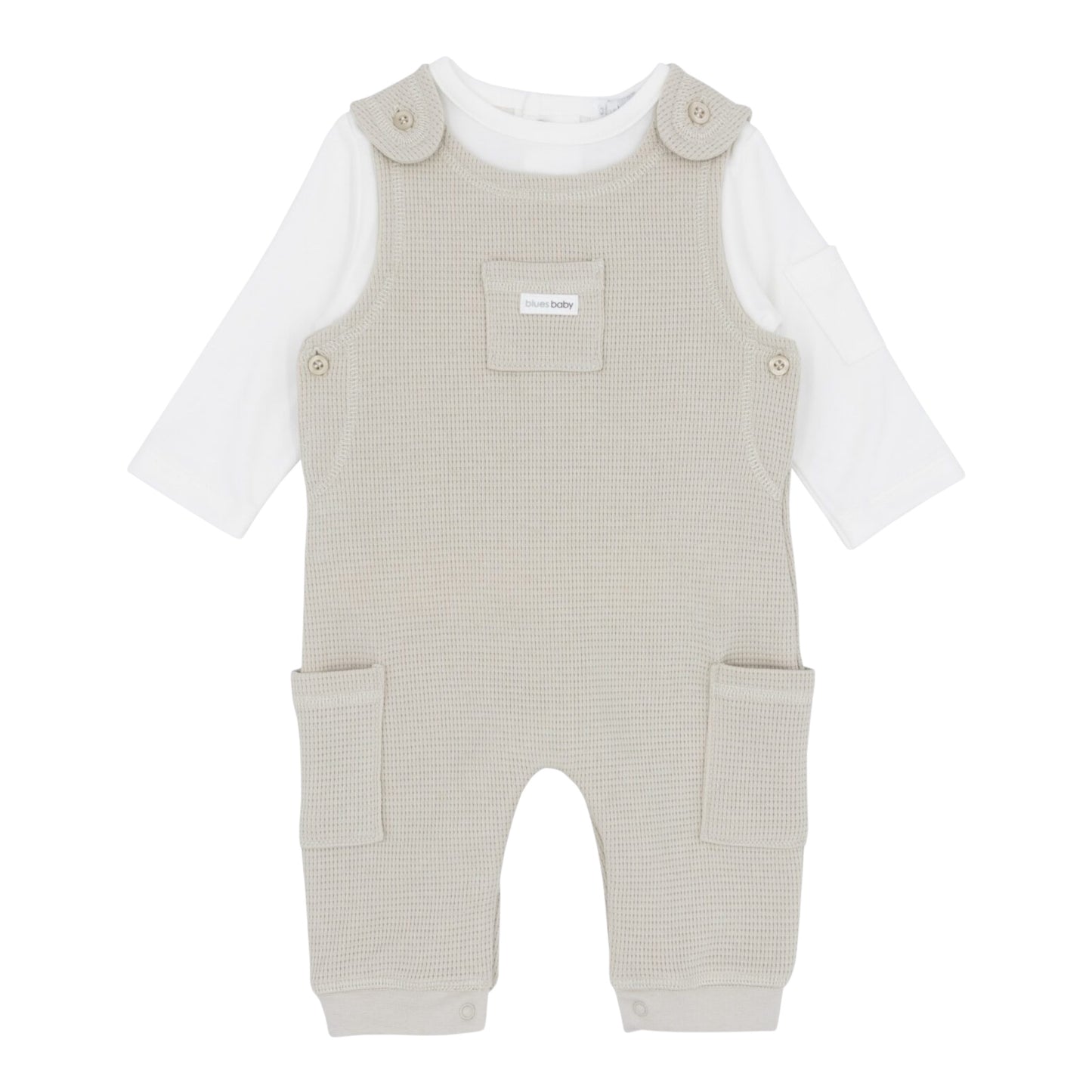 blues baby - Beige dungaree with white top