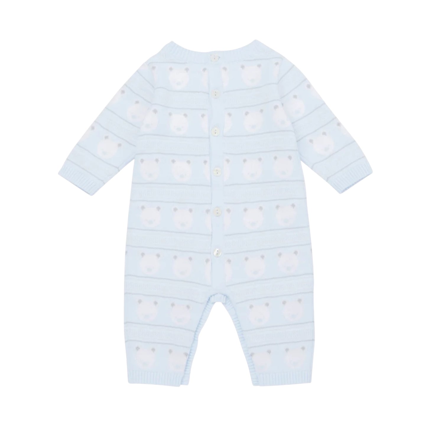 Emile et Rose - Light blue knitted, bear patterned, all in one with hat, Harry