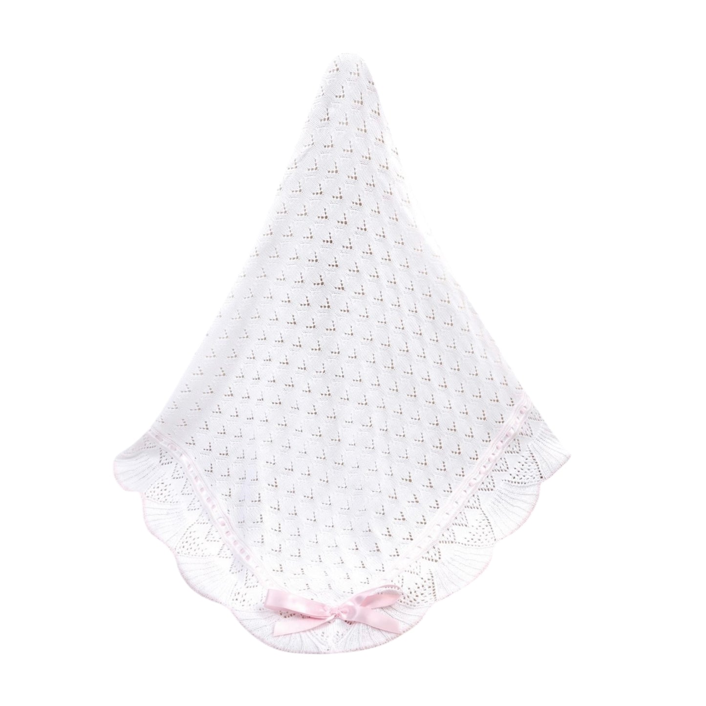 Sarah Louise - Shawl, white with pink trim