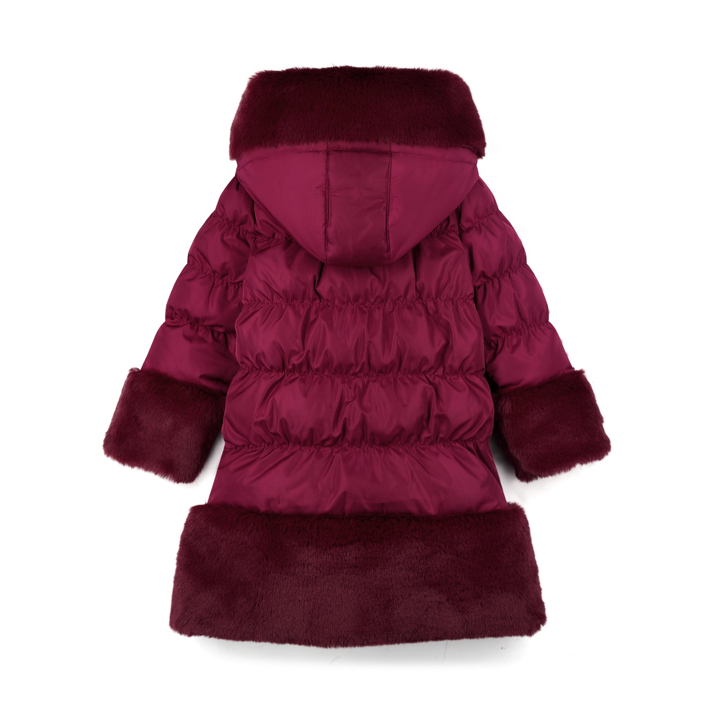 A'Dee - Burgandy coat with faux fur trim