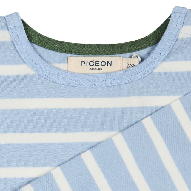 Pigeon Organics - LS Stripe T-shirt, Sky Blue