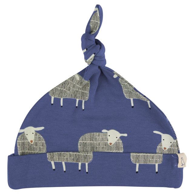 Pigeon Organics - blue pull on hat, sheep print
