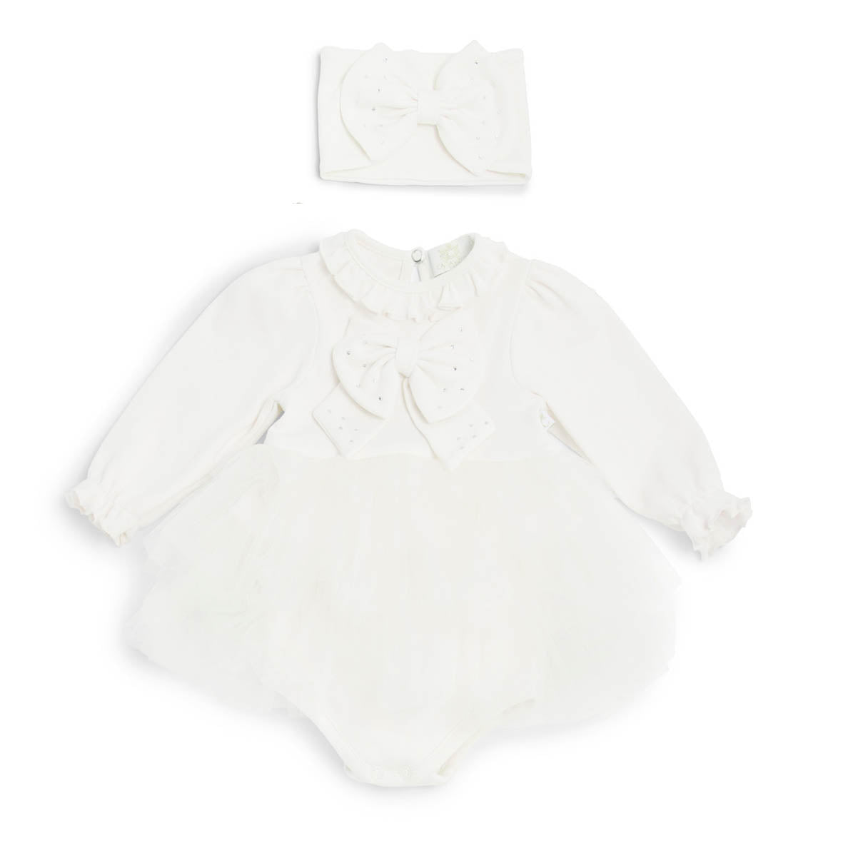 Caramelo Kids - Tulle romper with headband, cream