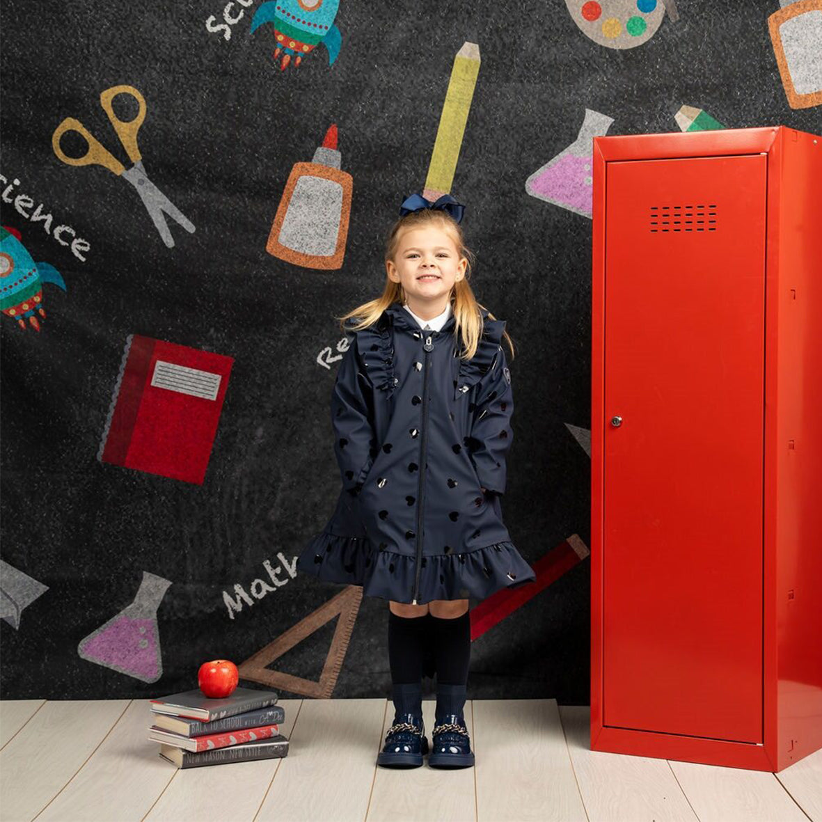 A’Dee - Navy, heart and ruffle coat, Stella