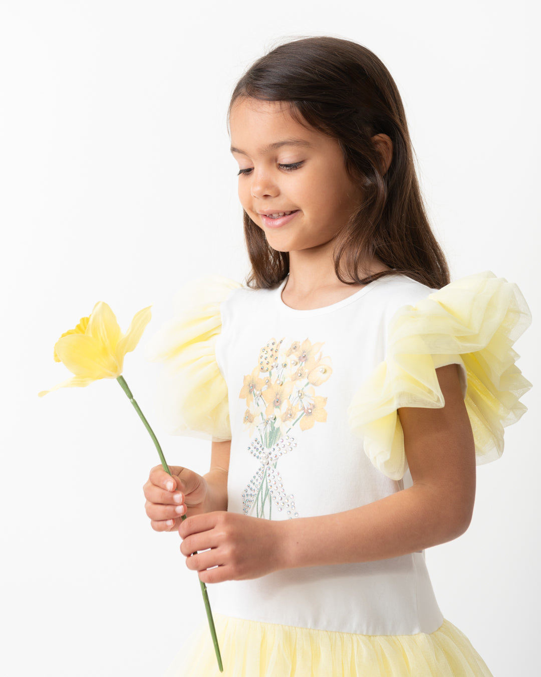 Caramelo Kids Lemon and white piece legging outfit