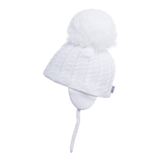 Satila - White hat with large pom pom, Laura