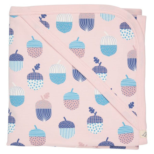 Pigeon Organics - Pink acorn hooded blanket