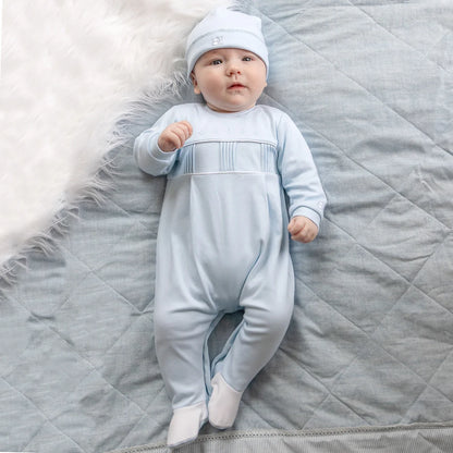 Emile et Rose - Pale blue all in one, romper with hat, Miller