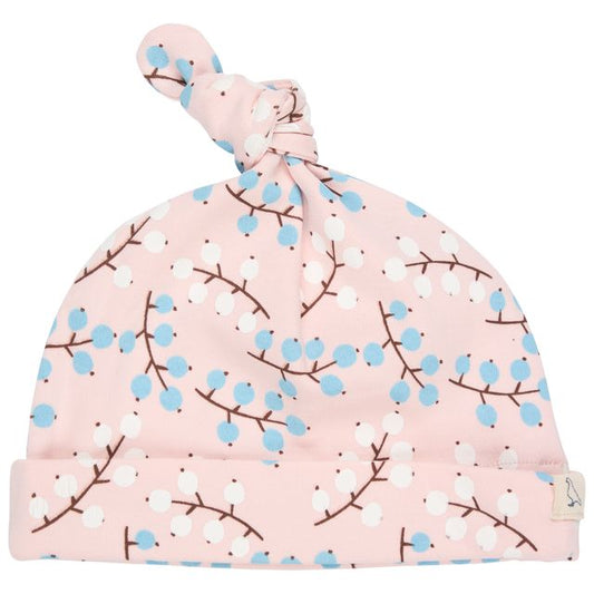 Pigeon Organics - Light pink pull on hat, winter berry print