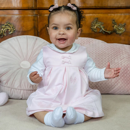 Emile et Rose - Pink pinafore dress and white top, Mitzi