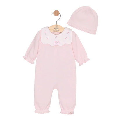 Emile et Rose - Light pink knit Romper with matching hat, Marnie