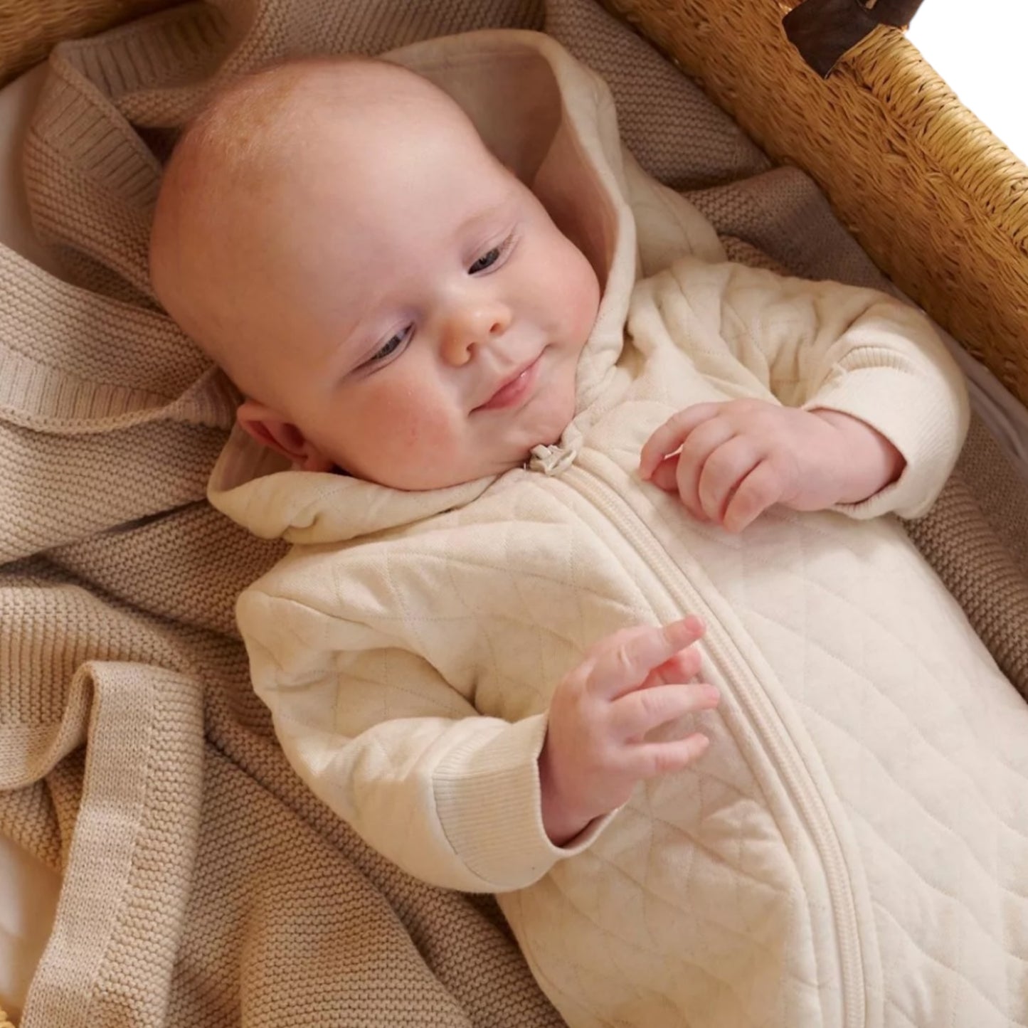 purebaby - Wheat melange, quilted, hoodie all in one