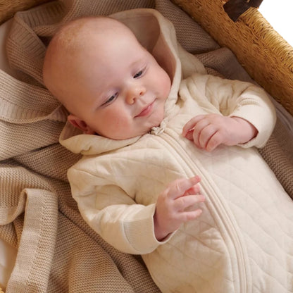 purebaby - Wheat melange, quilted, hoodie all in one