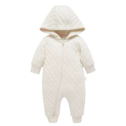 purebaby - Wheat melange, quilted, hoodie all in one