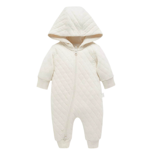 purebaby - Wheat melange, quilted, hoodie all in one