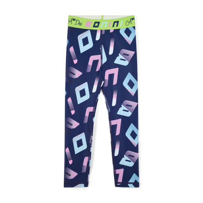 Bonini - Navy, printed, branded waistband, sports leggings, Inspire
