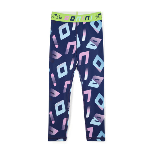 Bonini - Navy, printed, branded waistband, sports leggings, Inspire