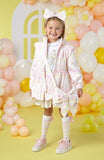 A'Dee - White coat with pink and yellow chevron print, Leila