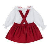 deolinda, 2 piece pinafore outfits, deolinda - Red pinafore and white blouse