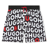 HUGO, Shorts, HUGO - Black and white swim shorts, all over branding