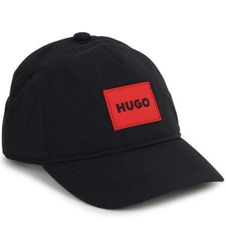Hugo, Hats, HUGO - Black cap with red HUGO branding badge on front