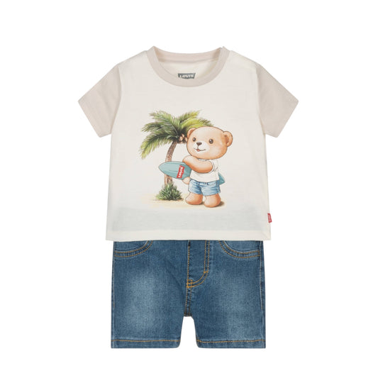 Levi's - Baby / toddler, 2 piece shorts outfit, surfer bear