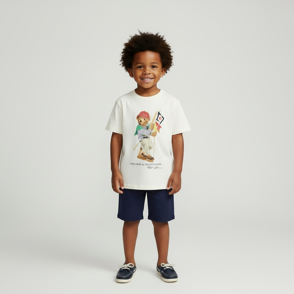 Ralph Lauren - Ivory T-shirt with signature bear front print