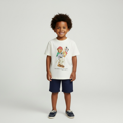 Ralph Lauren - Ivory T-shirt with signature bear front print