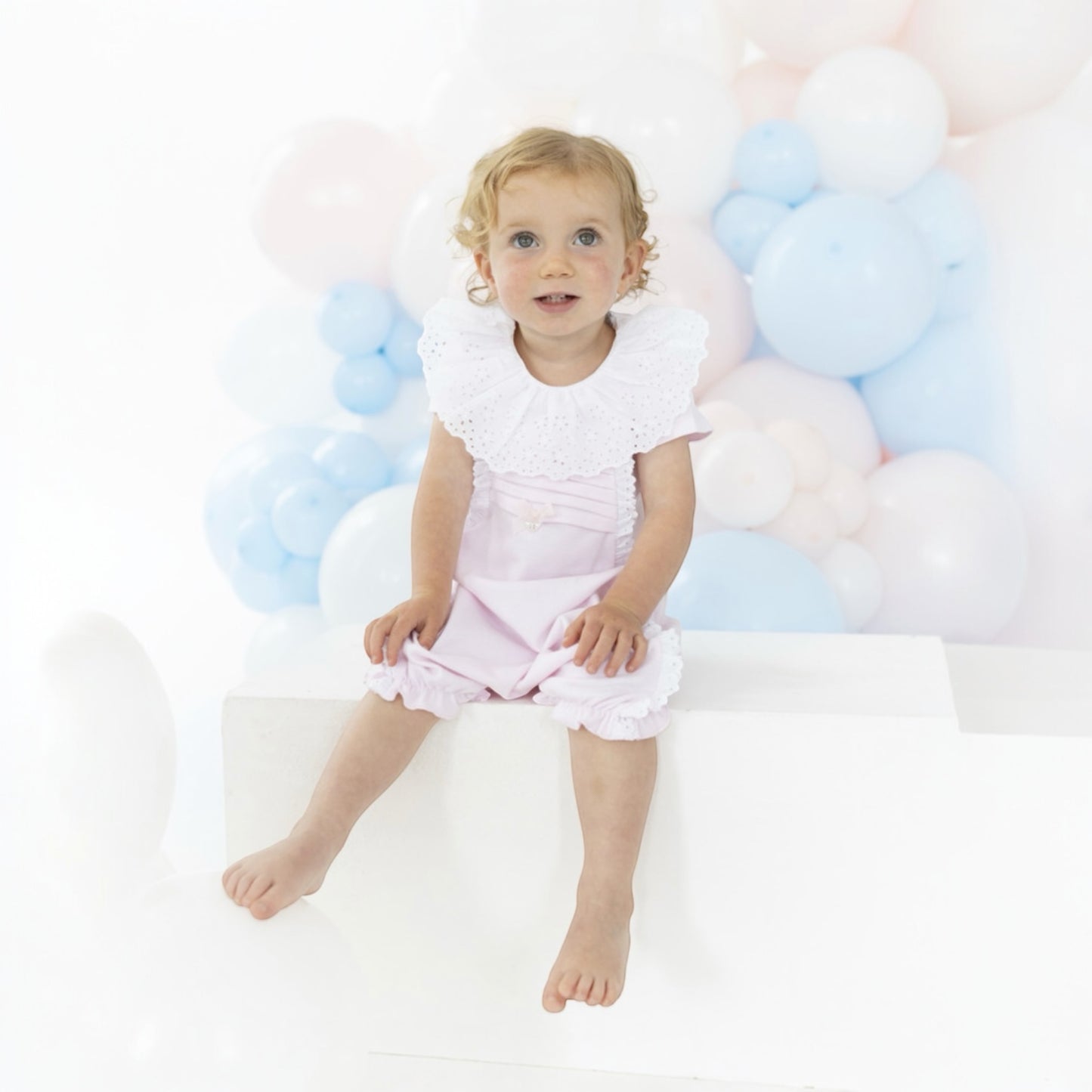 blues baby - light pink bubble with broderie anglaise collar