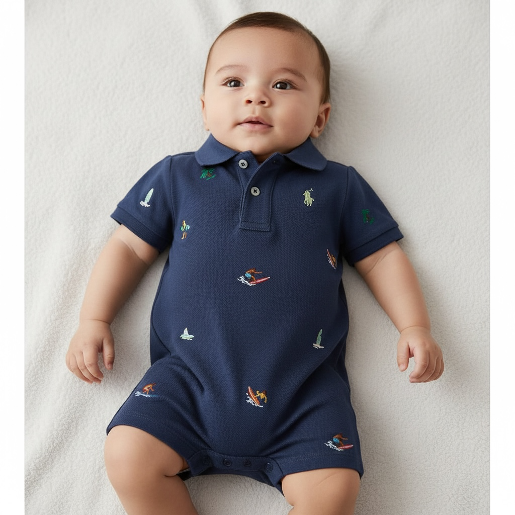 Ralph Lauren - Shortie polo romper, clancy blue