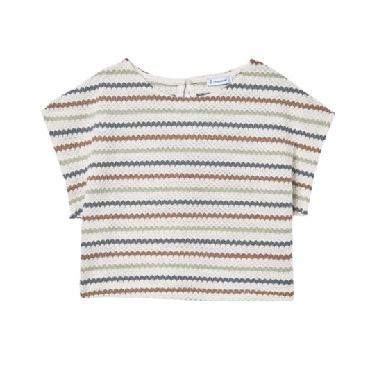 Mayoral - Cream knit, stripe top
