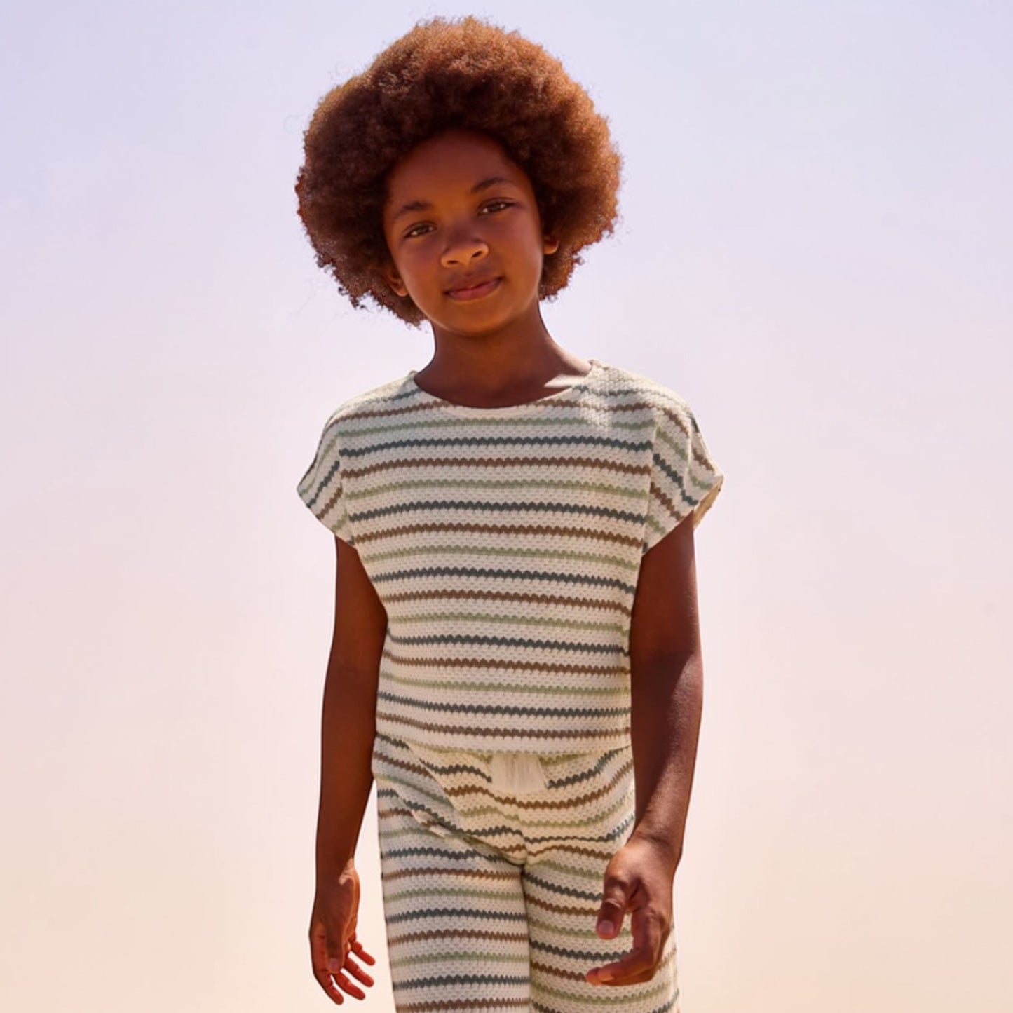Mayoral - Cream knit, stripe top