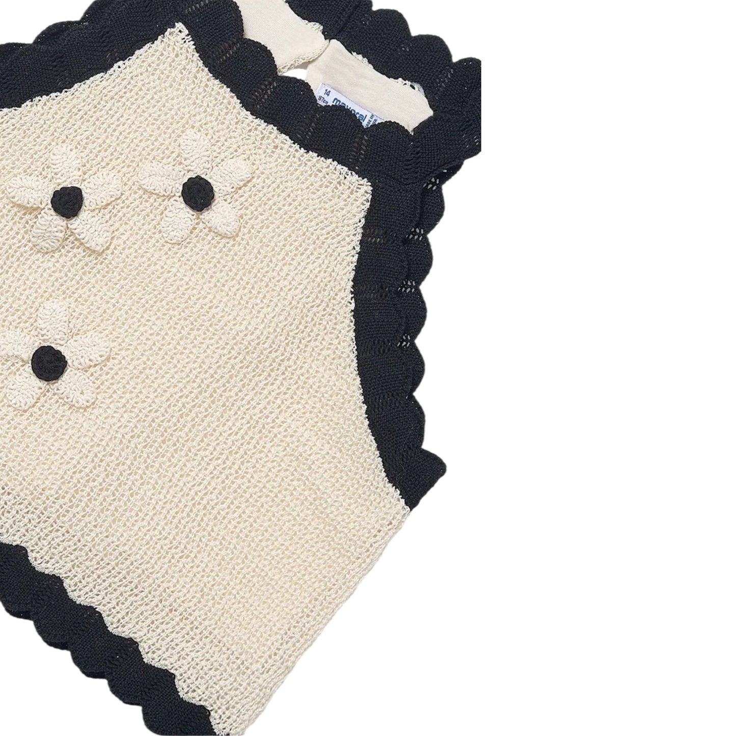 Mayoral - Cream knit, cotton top with floral detail