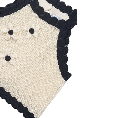 Mayoral - Cream knit, cotton top with floral detail