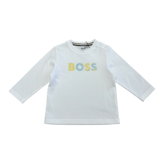 Boss - White long sleeved T-shirt.  (18m - 3yrs)