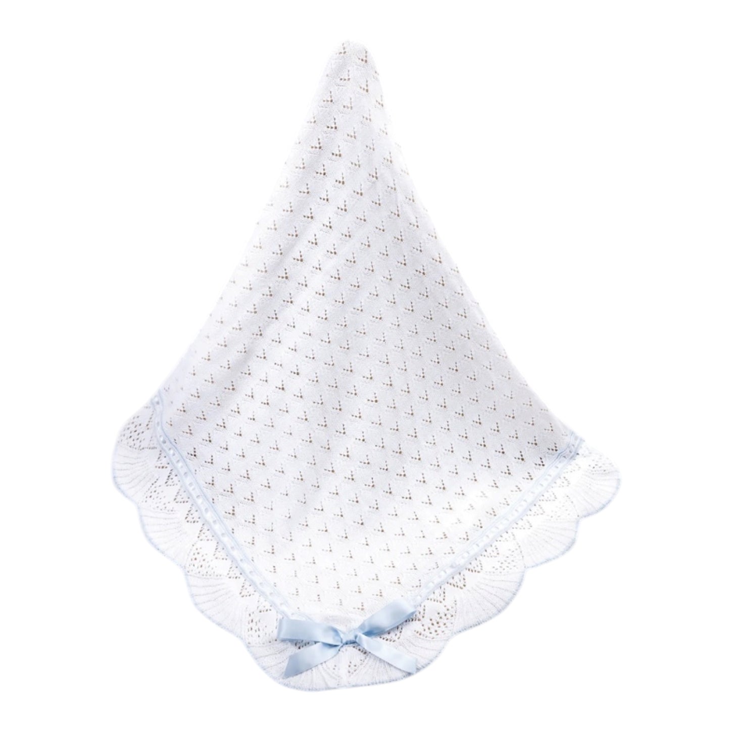 Sarah Louise - Shawl, white with blue trim