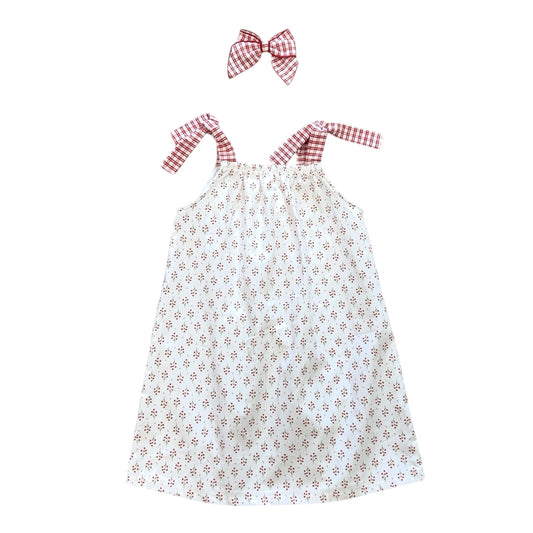 Rapife - White dress with red print matching hairclip