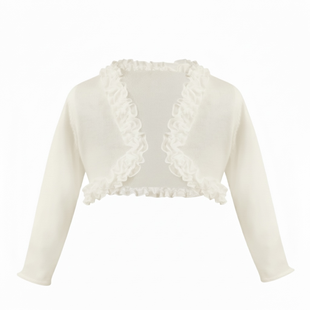 Sarah Louise - Ivory bolero with ruffle trim