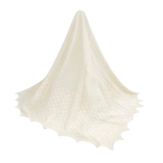 Sarah Louise - Ivory shawl, scalloped edge