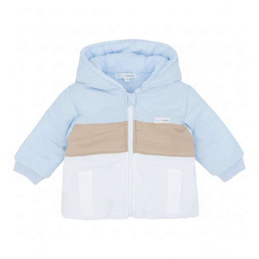 blues baby - Blue/beige colour block jacket, 3m only