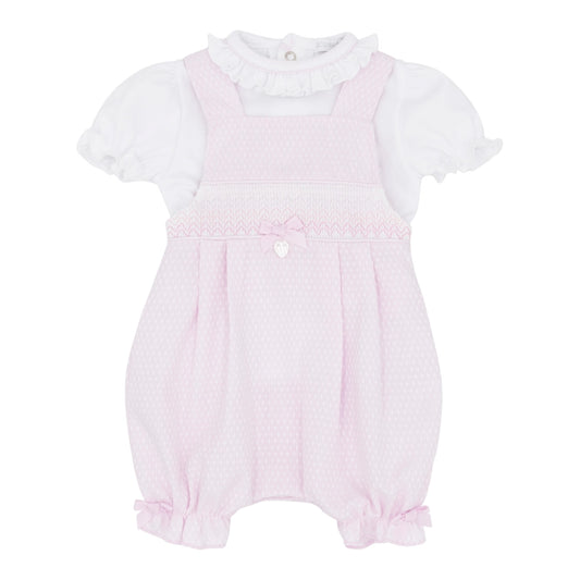 blues baby - 2 piece pink dungaree outfit