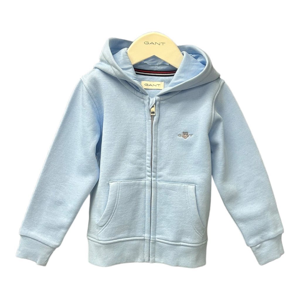 Gant, zipper hoodie, Gant - Shield zip hoodie, light blue