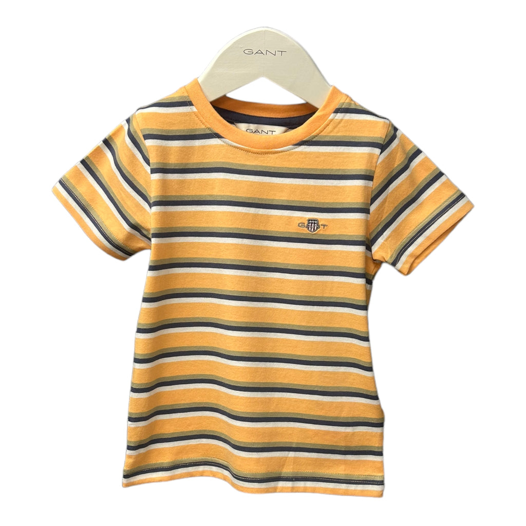 Gant, T-shirts, Gant - Orange striped crew neck T-shirt, Kids 2-8yrs