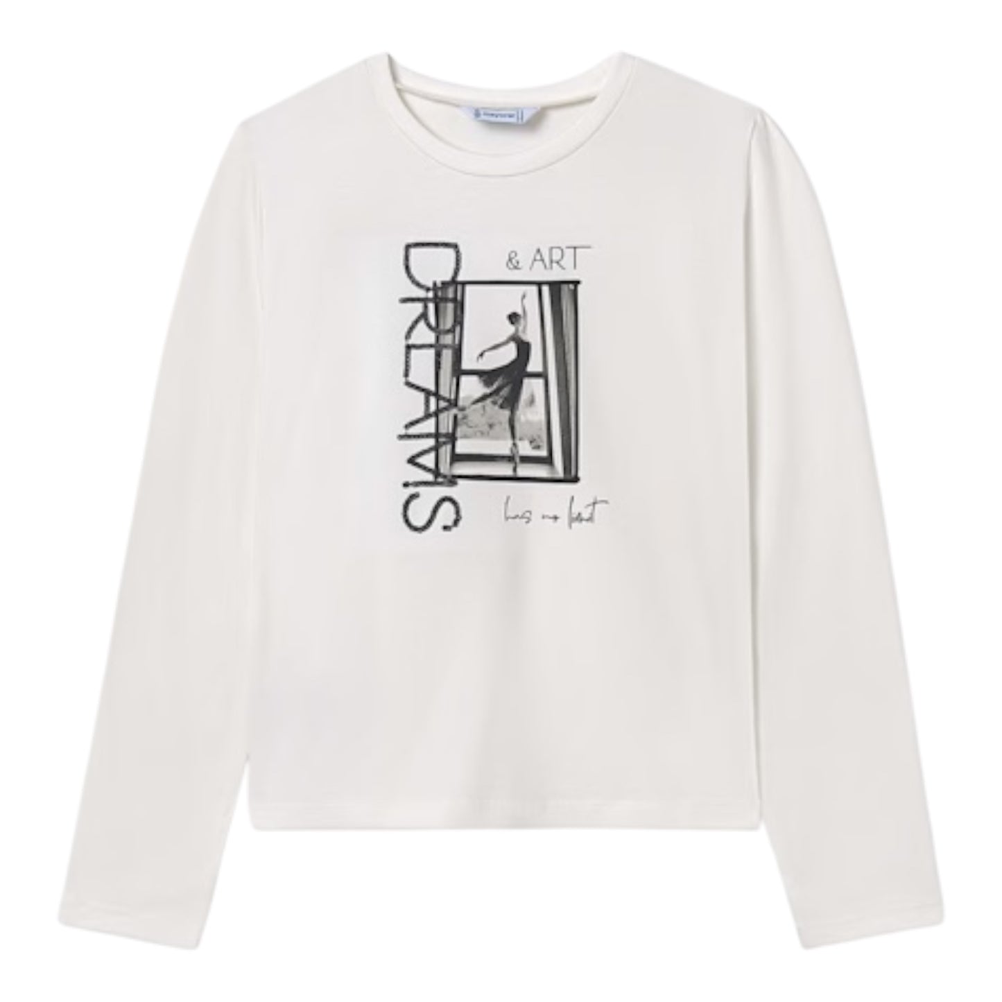 Mayoral - Cream long sleeved top, "Art has no limit"