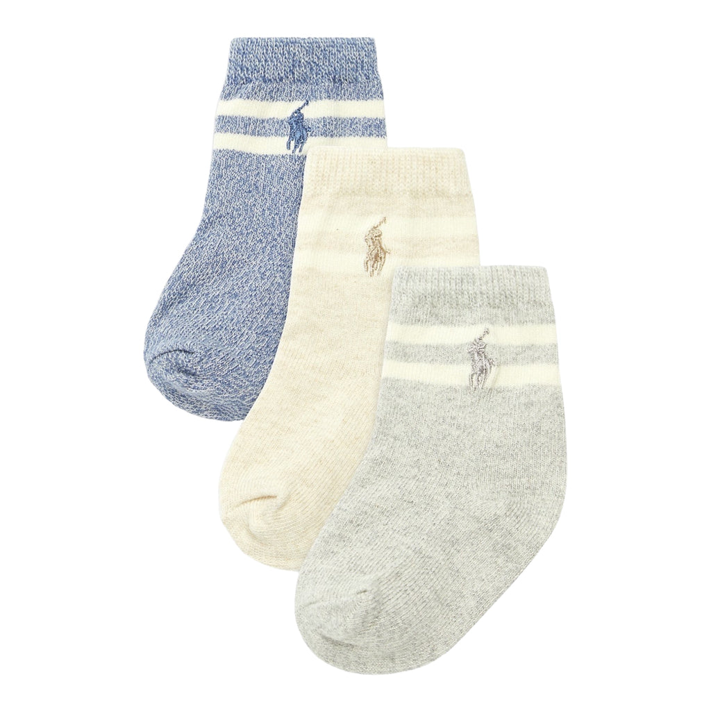 Ralph Lauren, socks, Ralph Lauren - 3pr pack blue marl, beige & grey
